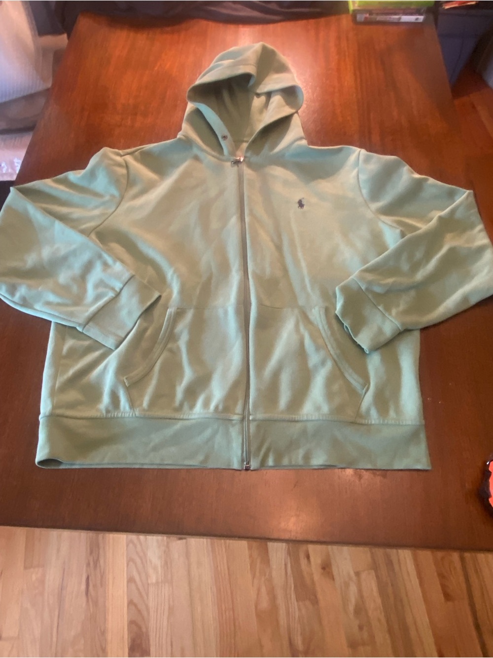 Polo Ralph Lauren Mens XL Full Zip Hoodie Sweatshirt Sage Green Pony Logo EUC
